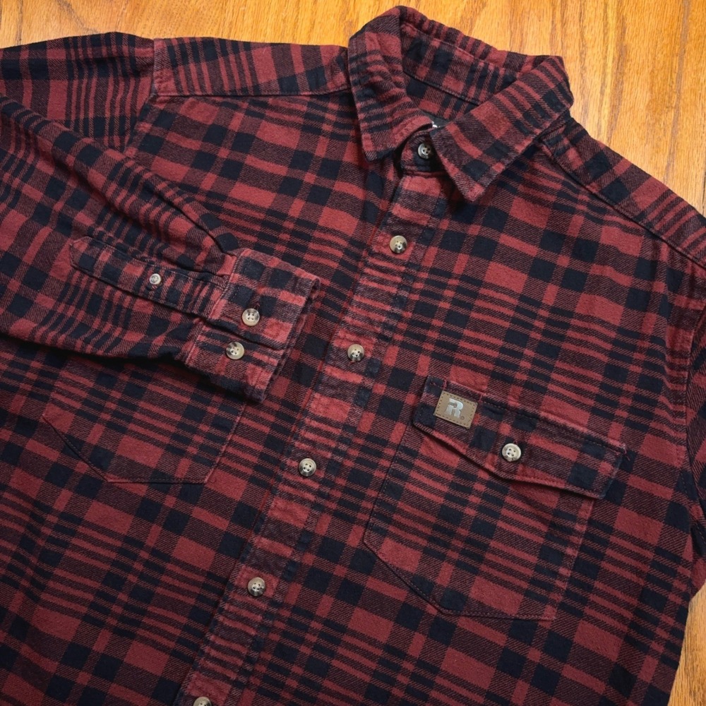 Wrangler Riggs Flannel Shirt Mens M Red Black Plaid Cotton Workwear Button Up
